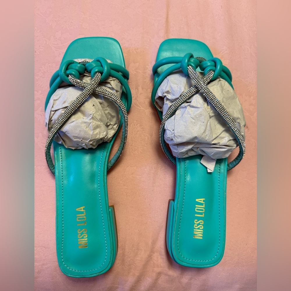 Miss Lola Teal and Silver Women's Sandals